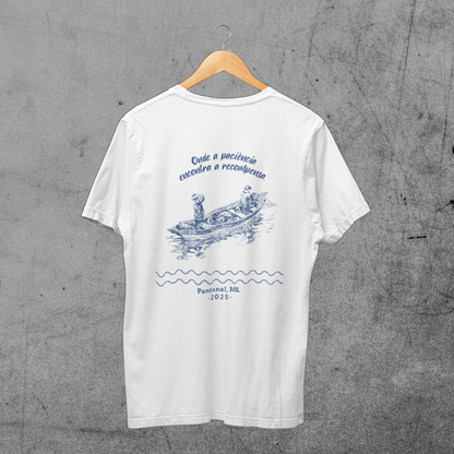 CAMISETA ONDE A PACIENCIA ENCONTRA A RECOMPENSA | ESTAMPA NAS COSTAS