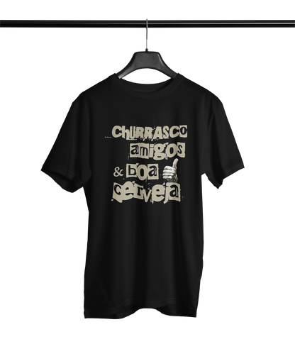 CAMISETA CHURRASCO AMIGOS E BOA CERVEJA