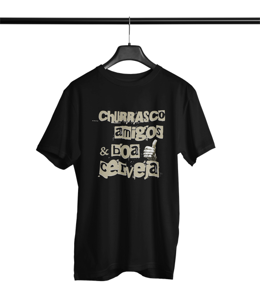 CAMISETA CHURRASCO AMIGOS E BOA CERVEJA