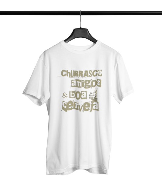 CAMISETA CHURRASCO AMIGOS E BOA CERVEJA